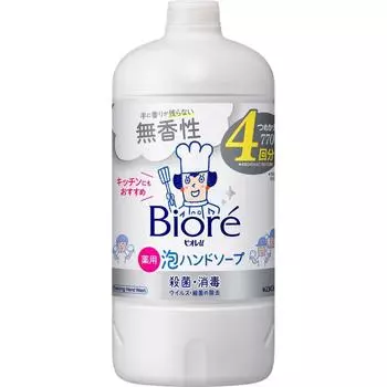 Мыло для рук Biore U Kao beaU U Bubble без запаха, сменный блок, 770 мл