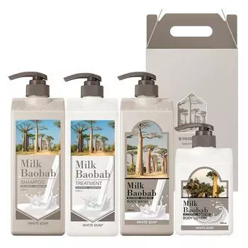 Мыло для тела и волос Bioclasse Milk Baobab Original White Soap, набор из 4 предметов, 1 комплект
