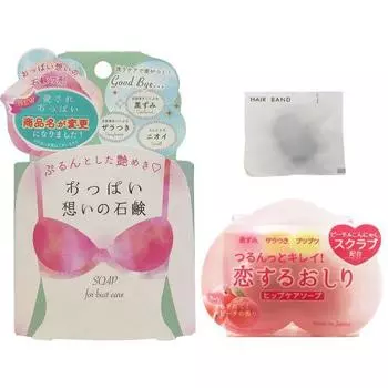 Мыло Koisuru Buttocks Hip Care 80 г + мыло Beloved Boobs 70 г Набор из 1 шт. + резинка для волос в комплекте
