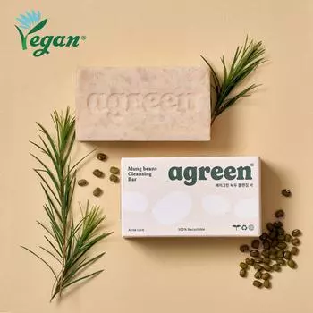 Мыло от прыщей A-Green с экстрактом чайного дерева Houttuynia cordata, мягкое щелочное очищающее средство для волосяных фолликулов, бобы мунг, 1 шт., 100 г