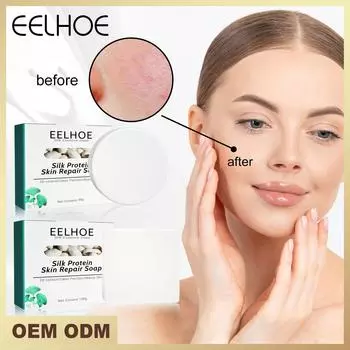 Мыло с козьем молоком Eelhoe, натуральный органический шелковый белок, мыло, удаление клещей, прыщей, нежное белое, ручная работа, для тела, глубокое очищение лица 60g-round