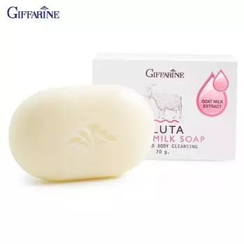 Мыло с козьим молоком Giffarine Gluta, успокаивающее очищающее средство, придает коже естественную красоту и сияние, 70 г 84019 70 g