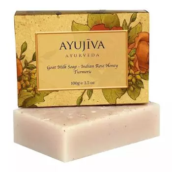 Мыло с Козьим молоком, Розой, Медом и Куркумой (100 г), Luxury Classic Goatmilk Soap with Indian Rose, Honey, Turmeric, Ayujiva Ayurveda 16.2375