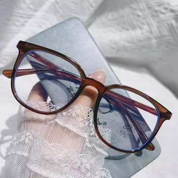 Myopia Glasses Retro Flat Glasses Black Frame Anti-blue Glasses 0