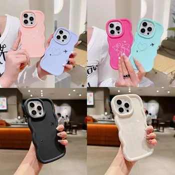 N67 Aircraft trajectory art Macaron Wavy Edge Phone Cases для iPhone 16 Pro Max Samsung S24 Ultra A35 A54 Xiaomi Redmi Note 13 Honor Shockproof Cover for iPhone 16 Plus