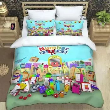 N-Number-Blocks cartoon print Bedding Sets exquisite supplies set duvet cover bed comforter set bedding set luxury birthday gift EU Single 135x200cm