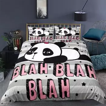 Набор 3D принтов с изображением панды из мультфильма, домашний текстиль, Weichem Bett Eingestellt Einzigen Knigin Knig Gre fr Kin EU single(135x200cm)