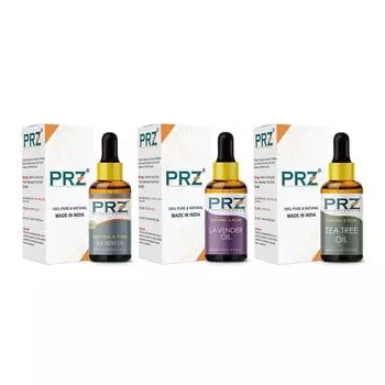 Набор эфирных масел: Чайная роза, Лаванда, Чайное дерево (3 шт), Essential Oils: Tea Rose, Lavender, Tea Tree Set of 3, PRZ Herbals Care