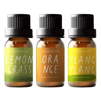 Набор эфирных масел: Лемонграсс, Апельсин, Иланг-иланг (3 шт), Essential Oils: Lemongrass, Orange, Ylang Ylang Set of 3, Essentialista