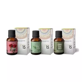 Набор эфирных масел: Роза, Чайное дерево, Душица (3 шт), Essential Oils: Rose, Tea Tree, Oregano Set of 3, Heilen Biopharm