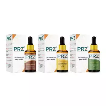 Набор эфирных масел: Ваниль, Жасмин, Лемонграсс (3 шт), Essential Oils: Vanilla, Jasmine, Lemongrass Set of 3, PRZ Herbals Care