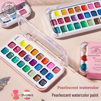 Набор акварельных красок Rubens Pearlescent - 12 или 24 сплошных пигментных цвета для дизайна ногтей и искусства 12 colors