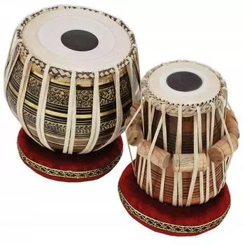 Набор барабанов Tabla для начинающих и профессионалов - баян из черной латуни 3 кг, дерево Sheesham