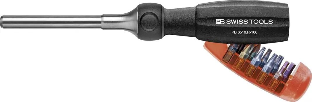 Набор бит PB SWISS TOOLS из 10 шестигранных внутренних бит серии C6, длина вала привода 100 мм 1/4 6510.R-100