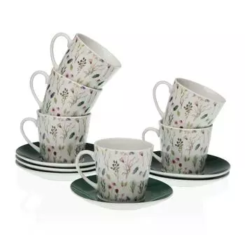 Набор чашек с блюдцами Versa Sansa Flowers Tea Фарфор (12 шт.)