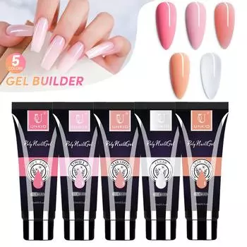 Набор цветных гелей для наращивания ногтей Poly Nail Extension Gel Color Set Crystal Jelly Nail Tips Extension Nude Clear Pink Nail Art French Nail DIY Nail Extension Gel Nail Starter Nail Art