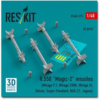 Набор для 3D-принтера Reskit Missile из смолы 1/48 R.550 Magic 2 (4 шт) РСК48-0375 (Самолет)