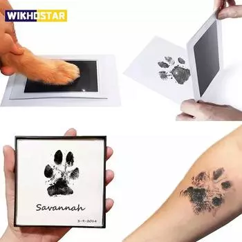 Набор для отпечатка лапки питомца No Touch Cat Dog Paw Printing Newborn Birth ... чёрный