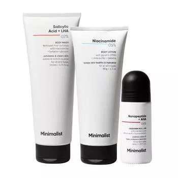 Набор для ухода за телом (200 мл + 180 г + 40 мл), Body Care Kit Set, Minimalist