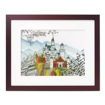 Набор для вышивки крестом Olympus Silk Cross Stitch «Объекты всемирного наследия и мировые пейзажи Нойшванштайн» 7208 Off-White