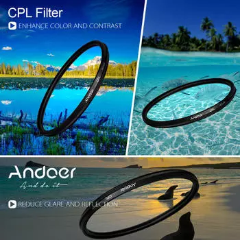 Набор фильтров Andoer 67 мм UV + CPL + Star 8-точечный фильтр с чехлом для цифровой зеркальной фотокамеры Canon Nikon Sony 67 mm