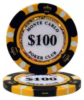 Набор фишек для покера Monte Carlo из 25 штук, черный [Нет товара] 13,5 г 100 $ чёрный