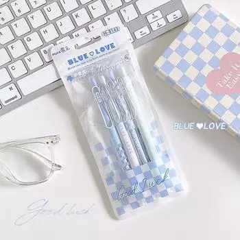 Набор гелевых ручек Blue Love, 4 шт., свежая ваниль, шахматная доска, 0,5 мм, шариковая ручка черного цвета, чернила для письма