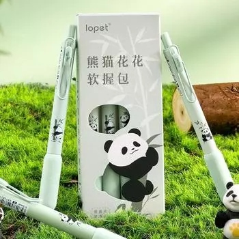 Набор гелевых ручек Panda из 4 шт., зеленый бамбук, Soft Touch, шариковая ручка 0,5 мм, черный цвет, чернила для письма