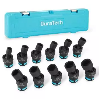 Набор головок DURATECH 3/8 Drive Impact Swivel, набор из 11 неглубоких качающихся головок, набор метрических головок с гибким качающимся шлицем