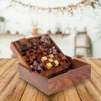 Набор головоломок Shriji Crafts STEM, 9 деревянных механических головоломок,