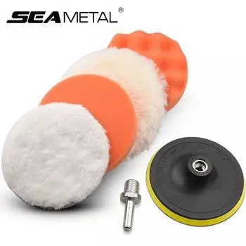 Набор губок для полировки SEAMETAL, 6 шт., полировальный диск для автомобиля, автополировочная губка для вощения, полировальный инструмент для дрели, адаптер для чистки автомобиля 3inch