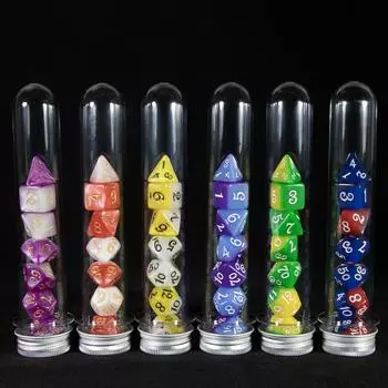 Набор игральных костей DND из 7 игральных костей разных цветов с трубкой для развлечений, забавных настольных игр для вечеринок pink white