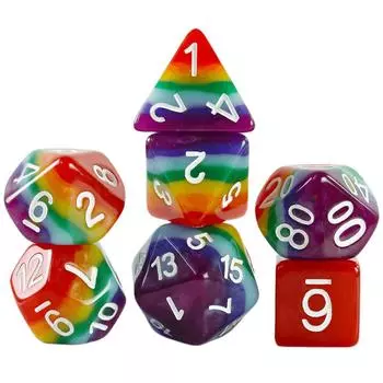 Набор игральных костей DND Rainbow Polyhedral Dice 7 шт. Игровые кости для настольных игр, аксессуары rainbow