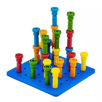 Набор игрушек для доски Peg Board, 6 отверстий, 5 цветов, обучающие игрушки, пластиковый материал, закругленные углы, штабелируемый колышек
