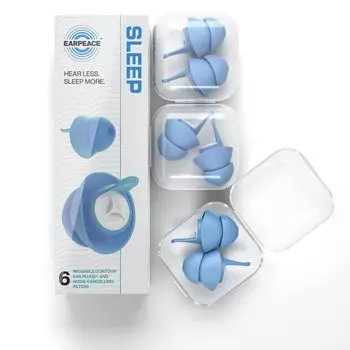 Набор из 10 наушников EarPeace Sleeping 6 со стандартным размером и коэффициентом шумоподавления. Беруши, детали, футляр, (мягкая изоляция, 24 дБ)