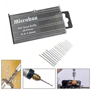 Набор из 20 сверл Micro HSS, спиральные сверла, мини-штифт, прецизионные ручные инструменты