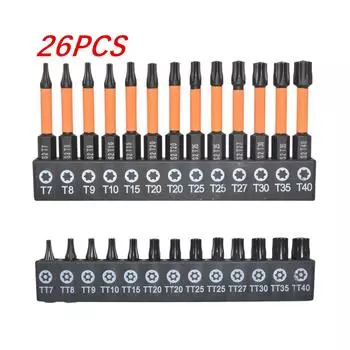 Набор из 26 отверток с головкой Torx, шестигранный хвостовик, защитная отвертка с защитой от несанкционированного доступа, магнитная отвертка, инструмент для бит
