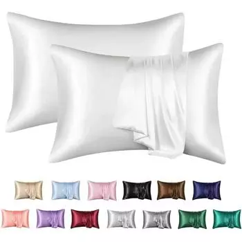Набор из 2/4 наволочек Silky Stain Наволочка Silky Stain Наволочка Natural Silk Наволочка Standard Queen Size Mulberry Silk Наволочка 51x66cm 2pcs светло-серый