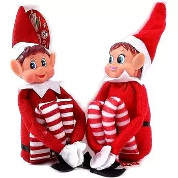 Набор из 2 фигурок Elfie Boy и Elvie Girl, веселые и игривые эльфы, которые ведут себя плохо, с мягким телом и виниловым лицом, красный