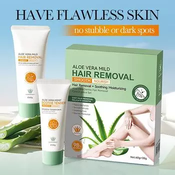 Набор из 2 предметов: крем для удаления волос с алоэ Gentle Hair Removal Care + крем для ухода за кожей подмышек One Size белый
