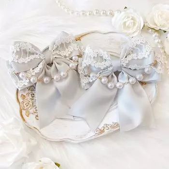 Набор из 2 заколок для волос Lolita Yume Kawaii Gothic Lolita, заколка для волос, аксессуар для волос, серый, vol.5 [Товар] серый