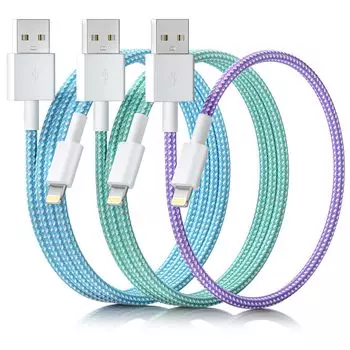 Набор из 3 кабелей Lightning для зарядки iPhone Сертифицированный MFi кабель для зарядки iPhone Быстрая зарядка Синхронизация Передача данных Предотвращение отключения Ultra