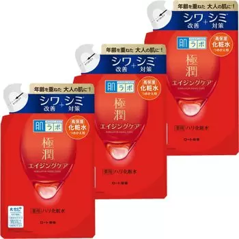 Набор из 3 лечебных лосьонов Hada Labo Gokujun Firming Lotion Refill без запаха 170 мл [Оптовая закупка] (красный)