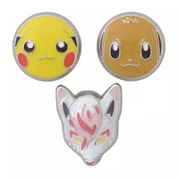 Набор из 3 металлических значков Pokemon Center Original Omen