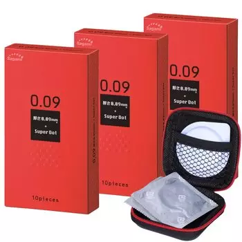 Набор из 3 презервативов Dot Box Set в комплекте с оригинальным футляром Kondom Sagami Original Thick 0.09 [Обновлено 0.09 мм]