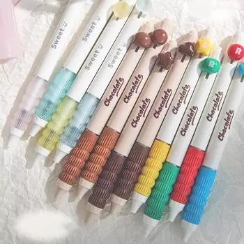 Набор из 4 гелевых ручек Candy Sweet Rainbow Milk Chocolate 0,5 мм шариковая ручка быстросохнущие черные чернила для письма