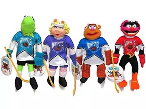 Набор из 4 плюшевых игрушек «Muppets Kermit Friends» НХЛ с изображением хоккея на льду