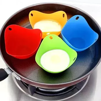 Набор из 4 предметов: Flexibe Silicone Egg Poacher Cook Poach Pods, кухонный инструмент для выпечки, чашки для варки яиц