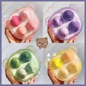 Набор из 4 спонжей для макияжа Beauty Egg, спонж для тонального крема с коробкой для яиц, превосходные спонжи, пуховка для пудры, аксессуары для макияжа 1 set зелёный