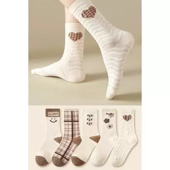 Набор из 5 бежевых женских носков Lucky Pattern с узором